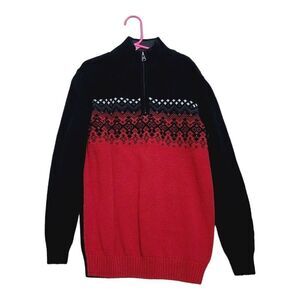Urban Pipeline Sweater Youth Medium Black Red 1/4 Zip Pullover Mock Neck Boys